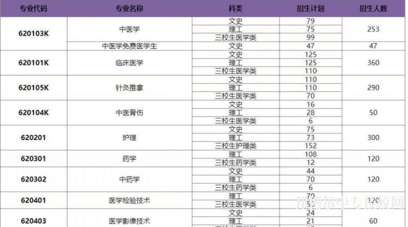 保山中醫(yī)藥高等專科學校2018年普通?？普猩鷮I(yè)及計劃人數(shù)